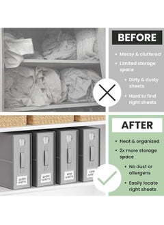 Excefore Foldable Bed Sheet Organizers and Storage, 2024 New Bed Sheet Organizer with Window for Linen Closet Storage, Bedding Folder Storage Box Container for Bedsheets, Duvet Covers, and Pillows (Gray)  - Image 5