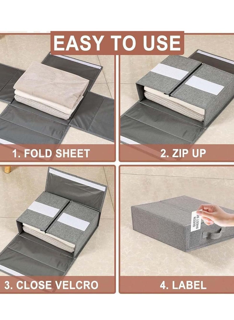 Excefore - Foldable Bed Sheet Organizers and Storage, 2024 New Bed Sheet Organizer with Window for Linen Closet Storage, Bedding Folder Storage Box Container for Bedsheets, Duvet Covers, and Pillows (Gray) - Image 1