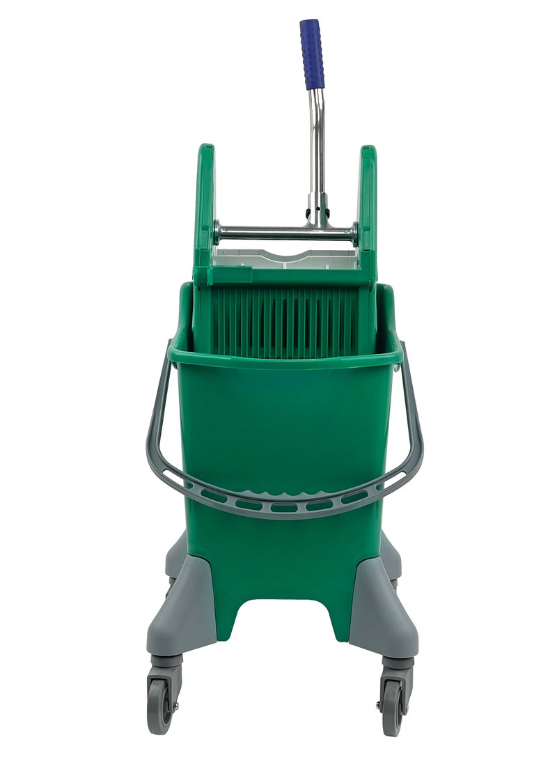 جاتور دلو ممسحة وعجانة، عجلات دوارة بزاوية 360 درجة، عجانة ديلوكس للضغط السفلي، سعة 25 لتر، باللون الأخضر. - Image 2