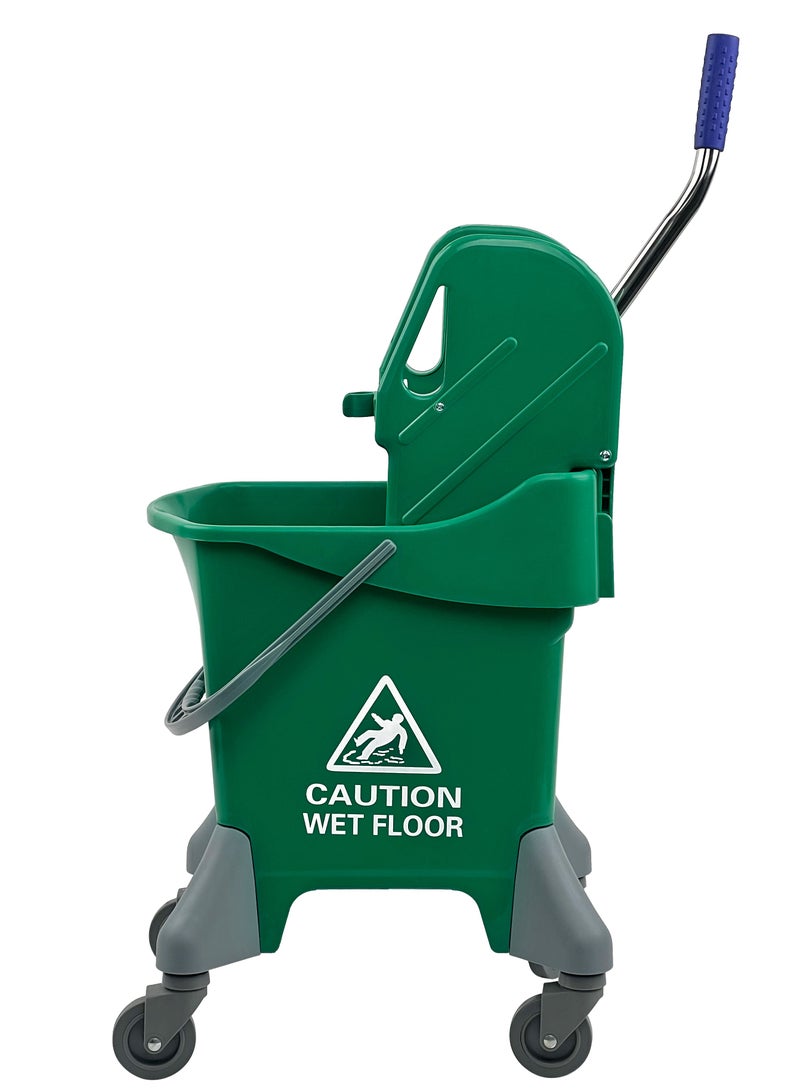 جاتور دلو ممسحة وعجانة، عجلات دوارة بزاوية 360 درجة، عجانة ديلوكس للضغط السفلي، سعة 25 لتر، باللون الأخضر. - Image 4