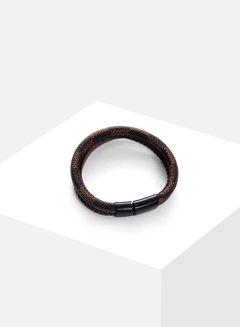 SOHI Brown Animal Print Leather Multistrand Artificial Bracelet Jewellery - Image 2