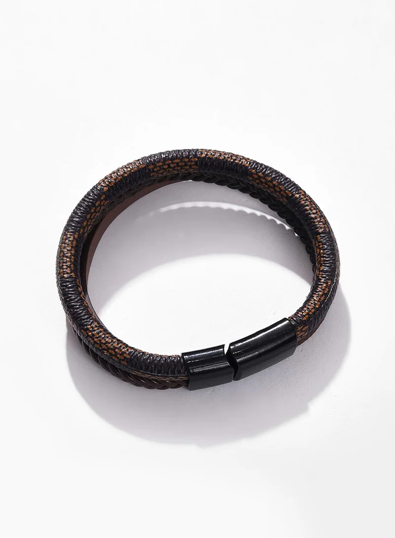 Sohi  Brown Animal Print Leather Multistrand Artificial Bracelet Jewellery  | Best Price UAE