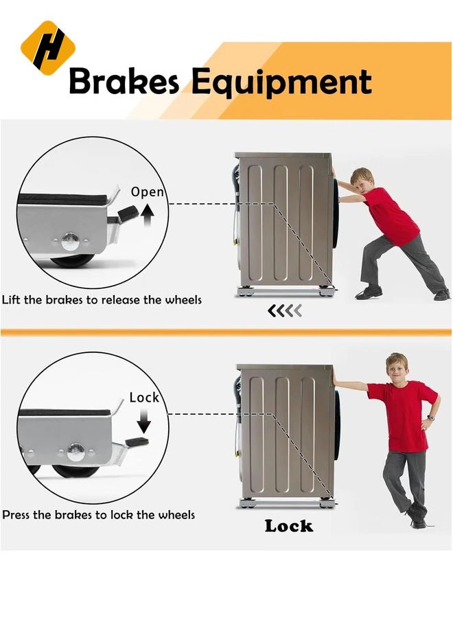 HuHa 4PCS Extendable Furniture Appliance Rollers, Mover Tools with 24 Rollers & Brakes – Heavy Duty for Washing Machines, Dryers, Refrigerators, Strong Base Stand, Mobile Wheels, Grey - Image 3