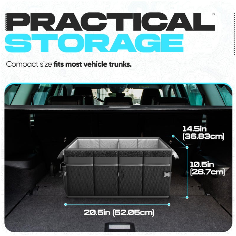 FORTEM Trunk Organizer For SUV Car Trunk Organizer, Foldable Storage, Car Accessories for Women Men, Collapsible Bag, Perfect Christmas Gifts, 600D Oxford, Non Slip Bottom, Straps, Soft Cover (50L) - Image 4