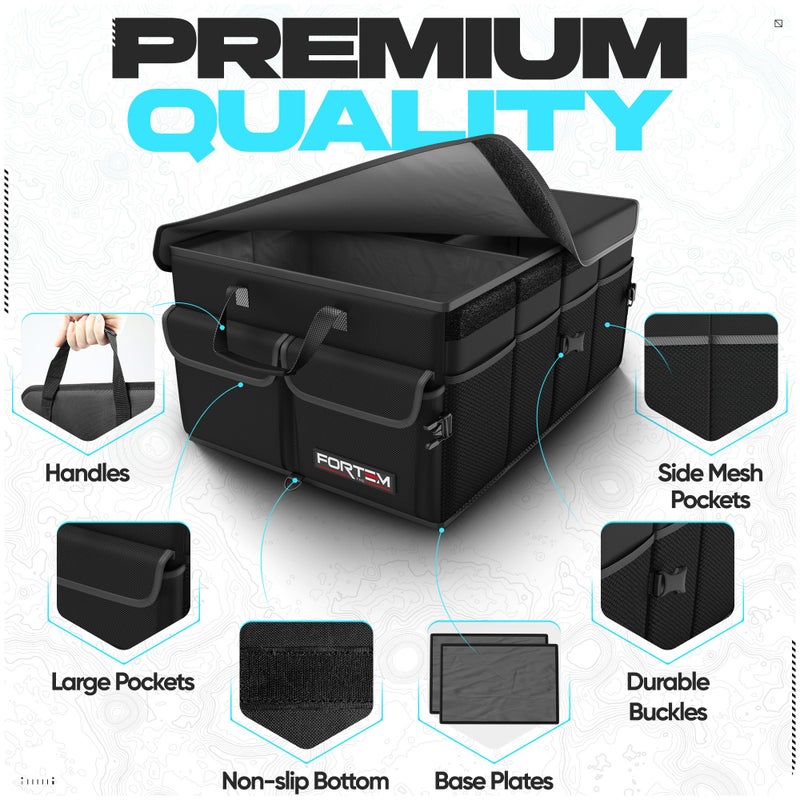 FORTEM Trunk Organizer For SUV Car Trunk Organizer, Foldable Storage, Car Accessories for Women Men, Collapsible Bag, Perfect Christmas Gifts, 600D Oxford, Non Slip Bottom, Straps, Soft Cover (50L) - Image 2
