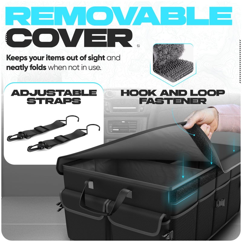 FORTEM Trunk Organizer For SUV Car Trunk Organizer, Foldable Storage, Car Accessories for Women Men, Collapsible Bag, Perfect Christmas Gifts, 600D Oxford, Non Slip Bottom, Straps, Soft Cover (50L) - Image 5