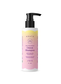 ARATA Hair Fall Defense Onion Shampoo (200 Ml) | Controls Hair Fall | Helps Strengthen & Smoothen Hair | With Onion Oil, Rice Water, Apple Cider Vinegar And Aloe Vera  - Image 1