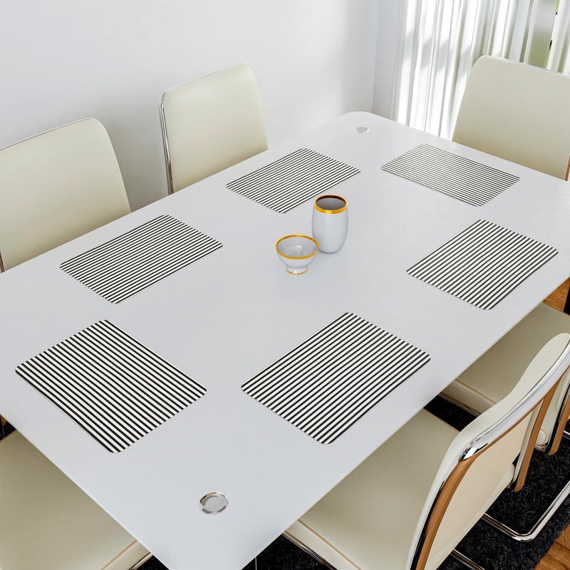 Kuber Industries Kuber Industries Placemat Placemats for Dining Room AntiSlip Table Mat Set Placemats for Kitchen Table Dining Table Placemats LiningDesign Placemat 6 Piece Set Black  - Image 5