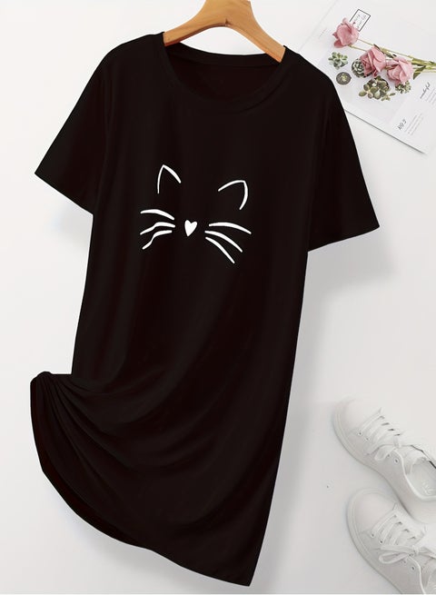 Dress Cotton Short Sleves-BLack