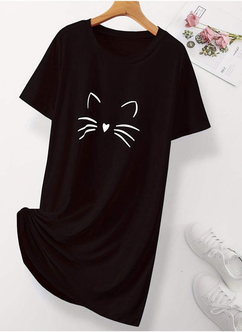 Mesery Dress Cotton Short Sleves-BLack  - Image 1