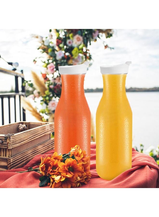 2 إبريق ماء سعة 1.6 لتر مع غطاء قلاب، إبريق بلاستيكي شفاف للشاي المثلج والعصير والليمون والحليب والقهوة الباردة وبار الميموزا - حاويات عصير بأغطية للثلاجة - Image 5