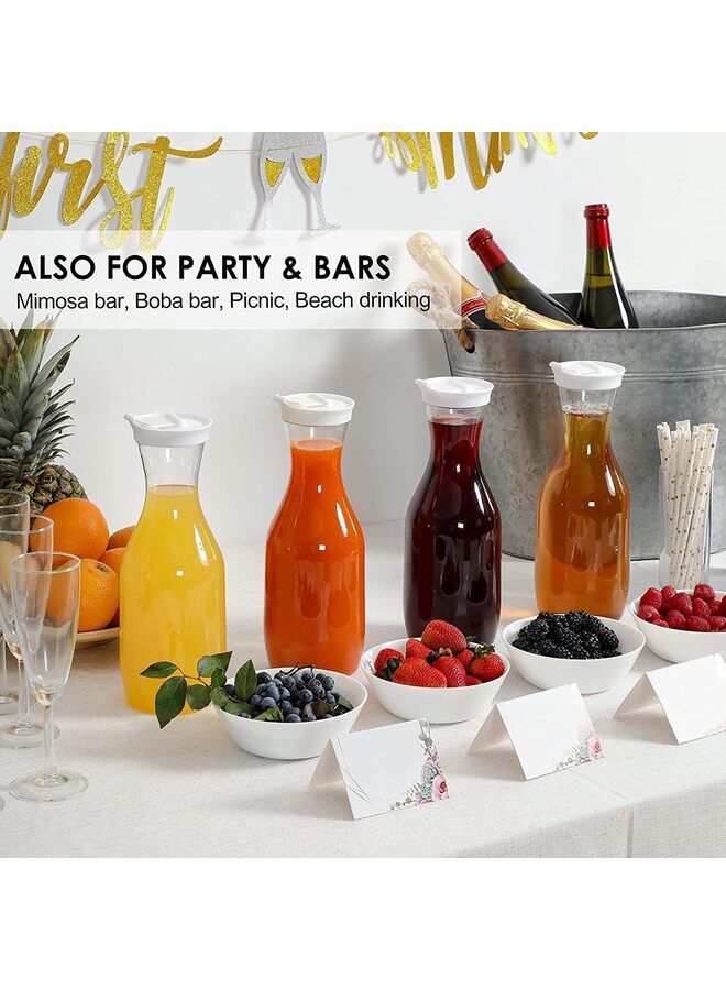 2 إبريق ماء سعة 1.6 لتر مع غطاء قلاب، إبريق بلاستيكي شفاف للشاي المثلج والعصير والليمون والحليب والقهوة الباردة وبار الميموزا - حاويات عصير بأغطية للثلاجة - Image 2