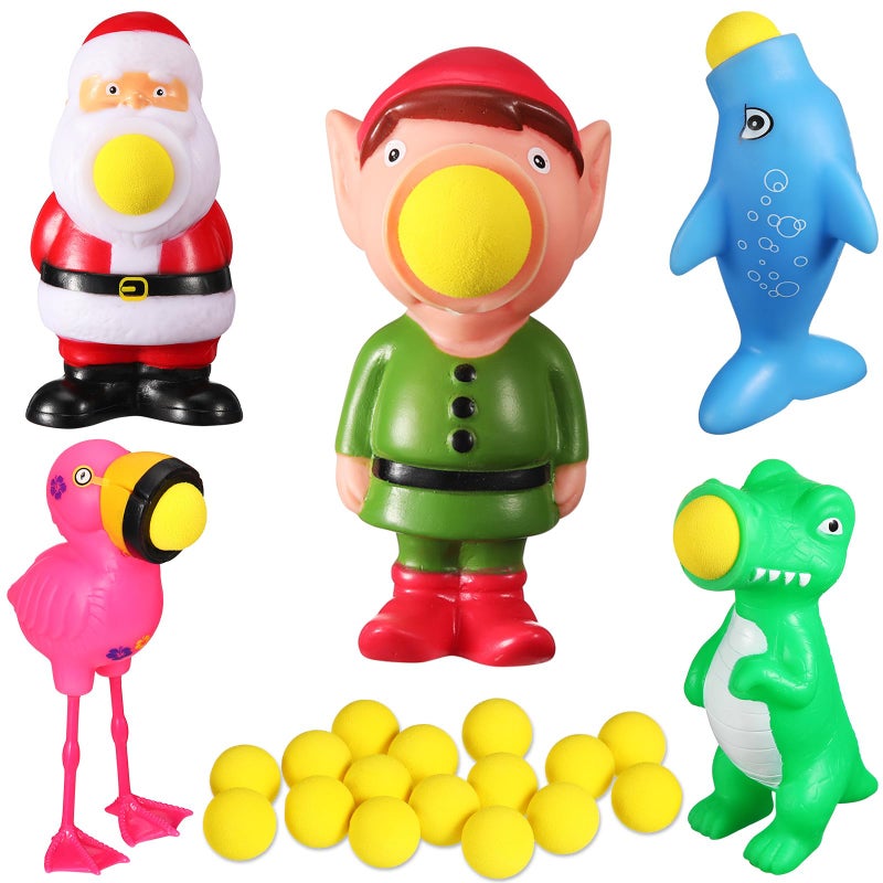 Zubebe 5 Pieces Christmas Toys Shooter Ball Foam Toy with Shoot Foam Balls Up to 20 Feet for Kids Outdoor Indoor Play Christmas Party Supplies Bright Style - Image 3