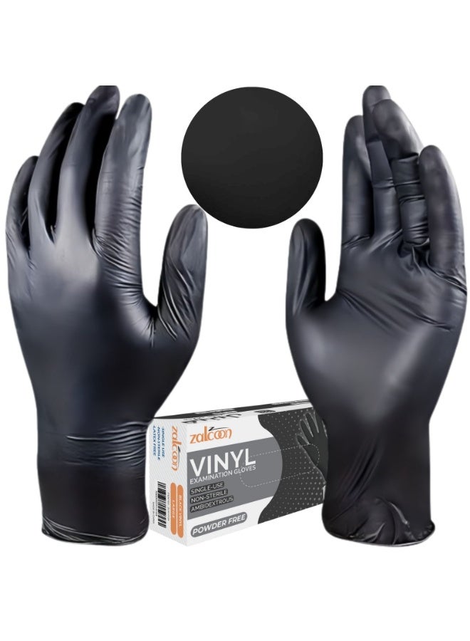 ZALCOON Black disposable Gloves, 4.5g latex free Powder Free Gloves for light use, Home, Cleaning, Food Prep, Food safe and Non-Sterile  (1 Pack x 100 Pieces) - Image 1