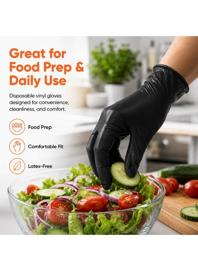ZALCOON Black disposable Gloves, 4.5g latex free Powder Free Gloves for light use, Home, Cleaning, Food Prep, Food safe and Non-Sterile  (1 Pack x 100 Pieces) - Image 2