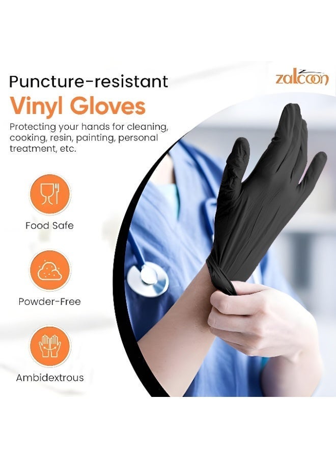 ZALCOON Black disposable Gloves, 4.5g latex free Powder Free Gloves for light use, Home, Cleaning, Food Prep, Food safe and Non-Sterile  (1 Pack x 100 Pieces) - Image 3