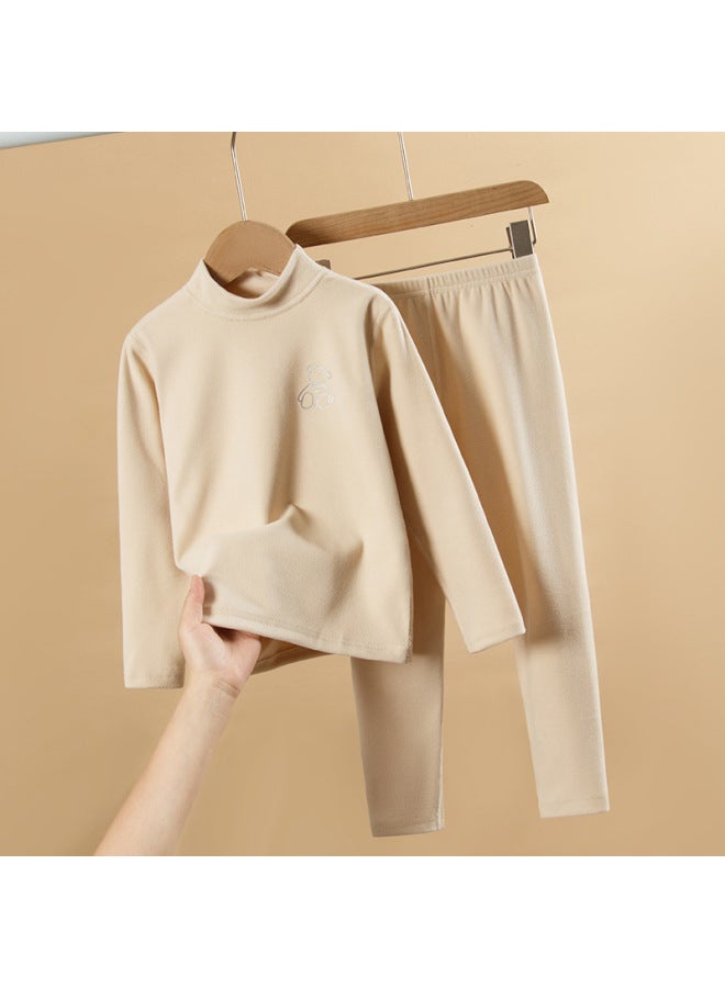Children's New High Neck Suit Girls' Autumn And Winter Thermal Underwear Suit Boys' Inner Wear Autumn Clothes Pants Pajamas Velvet