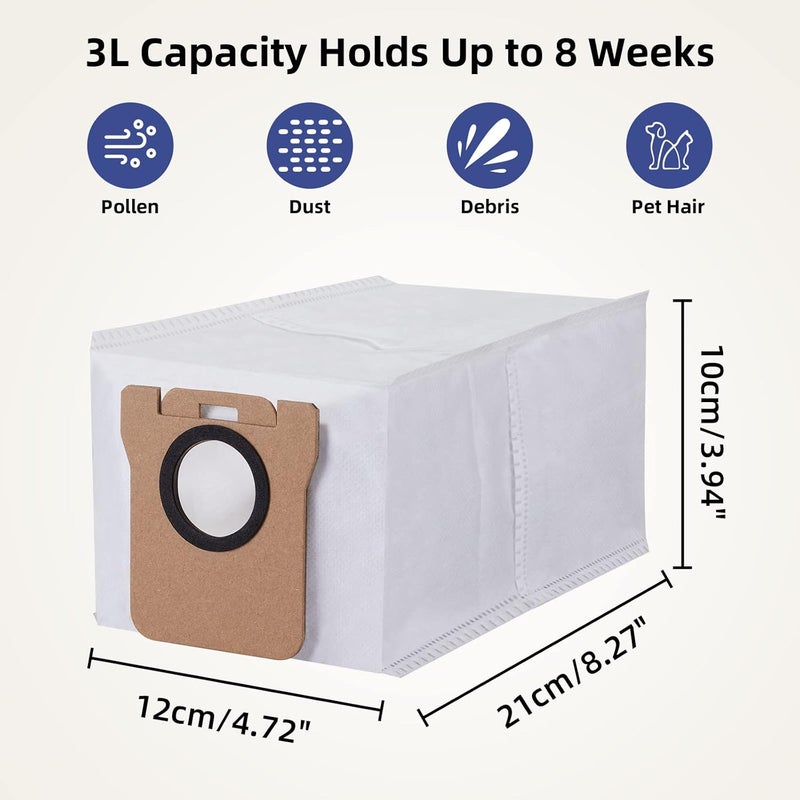 AnDongo 8 Pack Dust Bag for Dreametech L10s Ultra / L10s Plus / L10 Ultra / L20 Ultra Robot Vacuum Self-Emptying Base, 3L Large Capacity Auto-Seal Replacement Bag Accessories Set - Image 4