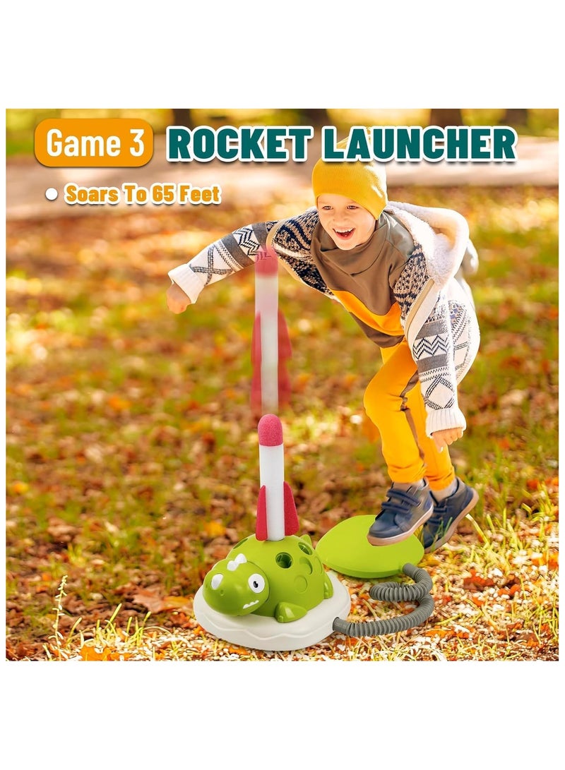 3-in-1 Dinosaur Rocket Launcher Ring Toss u0026 Musical Jumping Toy for Kids Aged 3-8, Remote Control Outdoor u0026 Indoor Toys for Boys and Girns, Birthday Gift for Boys u0026 Girls Ages 4-8. - Image 4
