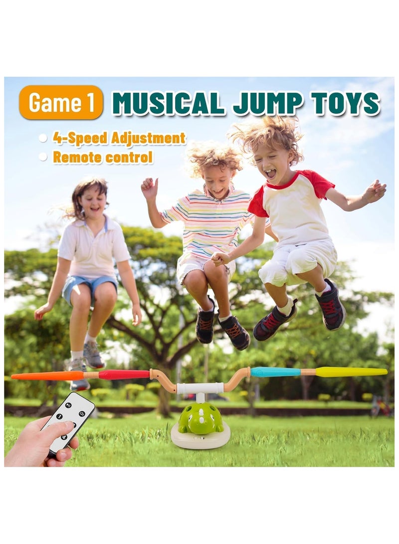 3-in-1 Dinosaur Rocket Launcher Ring Toss u0026 Musical Jumping Toy for Kids Aged 3-8, Remote Control Outdoor u0026 Indoor Toys for Boys and Girns, Birthday Gift for Boys u0026 Girls Ages 4-8. - Image 2