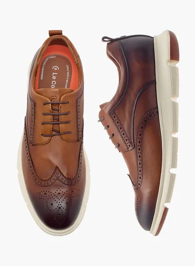 لو كونفورت Men Perforation Detail Lace-Up Sneakers