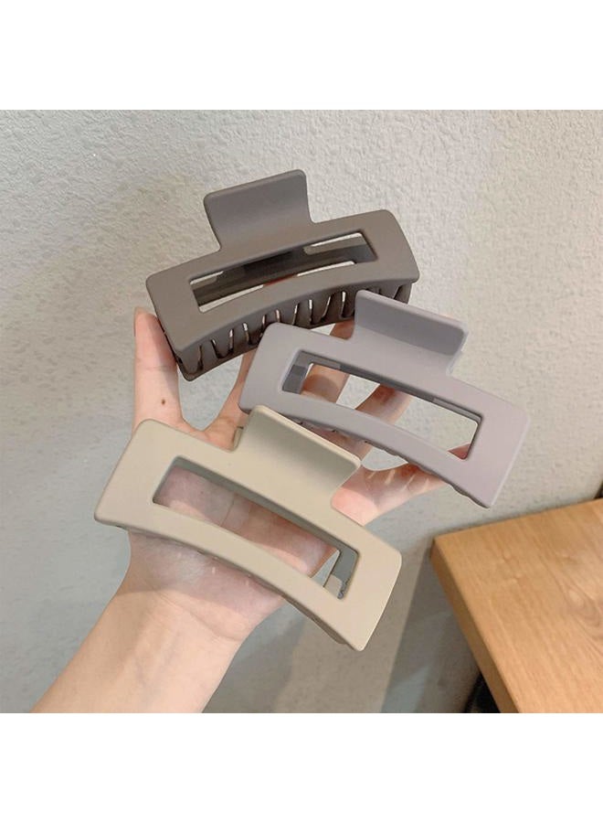 Whaline Large Hair Claw Clips Strong Hold Rectangle Hair Claw 4.1In Matte Solid Color Non-Slip Jumbo Hair Styling Accessories for Women Girls Thin Thick Hair, 6 Pack - Image 3