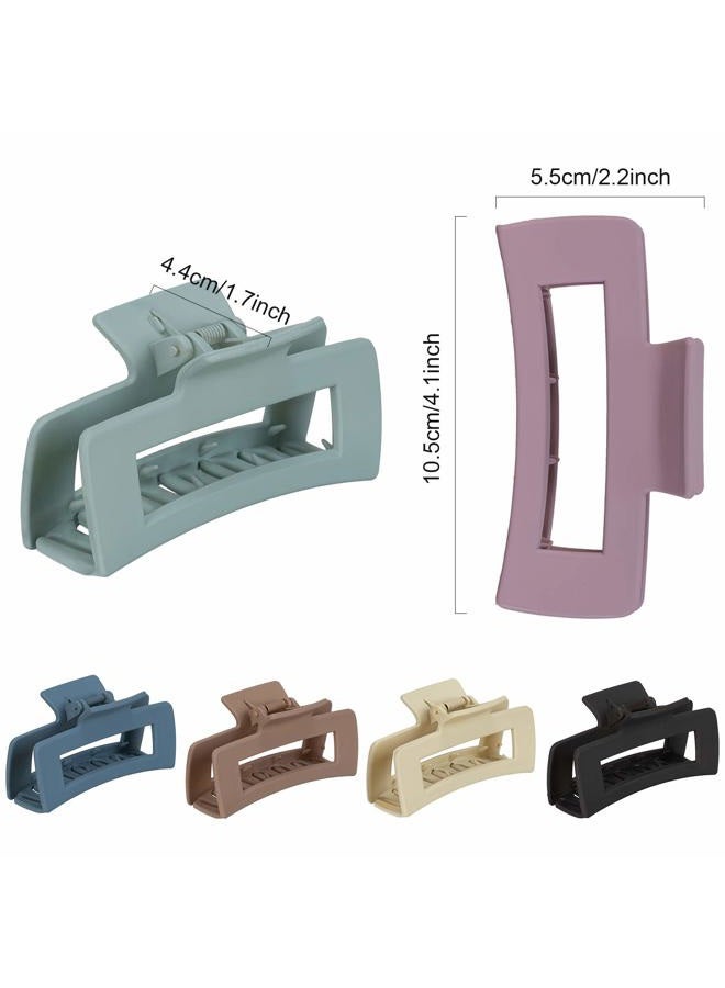 Whaline Large Hair Claw Clips Strong Hold Rectangle Hair Claw 4.1In Matte Solid Color Non-Slip Jumbo Hair Styling Accessories for Women Girls Thin Thick Hair, 6 Pack - Image 2