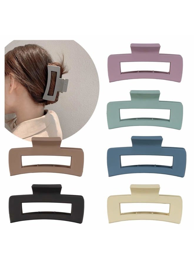 Whaline Large Hair Claw Clips Strong Hold Rectangle Hair Claw 4.1In Matte Solid Color Non-Slip Jumbo Hair Styling Accessories for Women Girls Thin Thick Hair, 6 Pack - Image 1