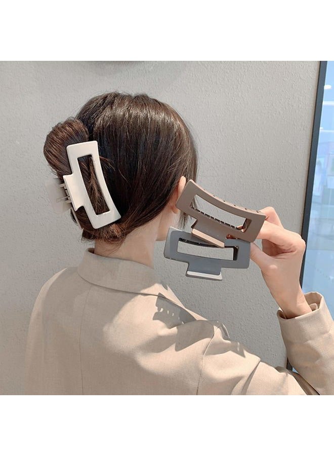 Whaline Large Hair Claw Clips Strong Hold Rectangle Hair Claw 4.1In Matte Solid Color Non-Slip Jumbo Hair Styling Accessories for Women Girls Thin Thick Hair, 6 Pack - Image 5