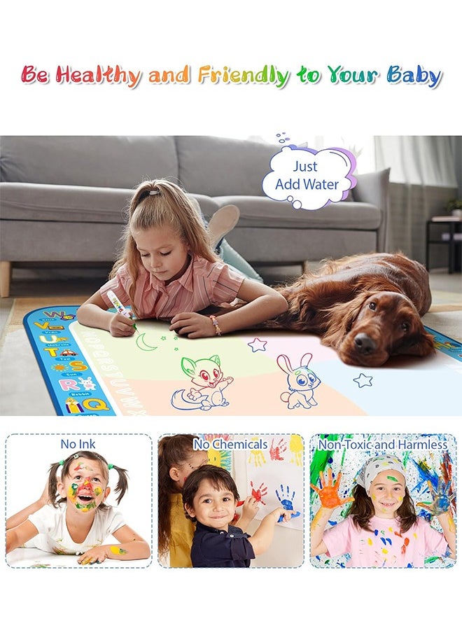 Lemon Water Coloring Painting Mat, Drawing Board for Toddlers Kids, Educational Learning Toy, Magic Doodle Mat, Playmat Writing Board for Boys Girls of 2-8 Years Old, 80X60 cm Large Size  - Image 2