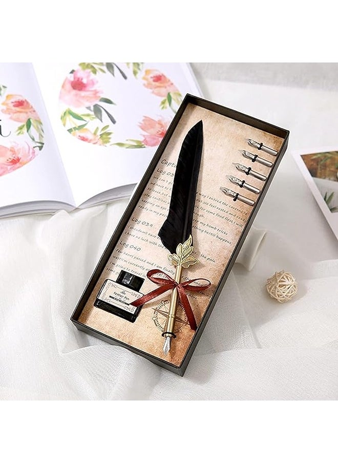 Generic - Quill Pen and Ink Set, Quill Fountain Pen with Replacement Nibs for Handwriting, Classic Signature Pen Luxury Birthday Gift - Image 1