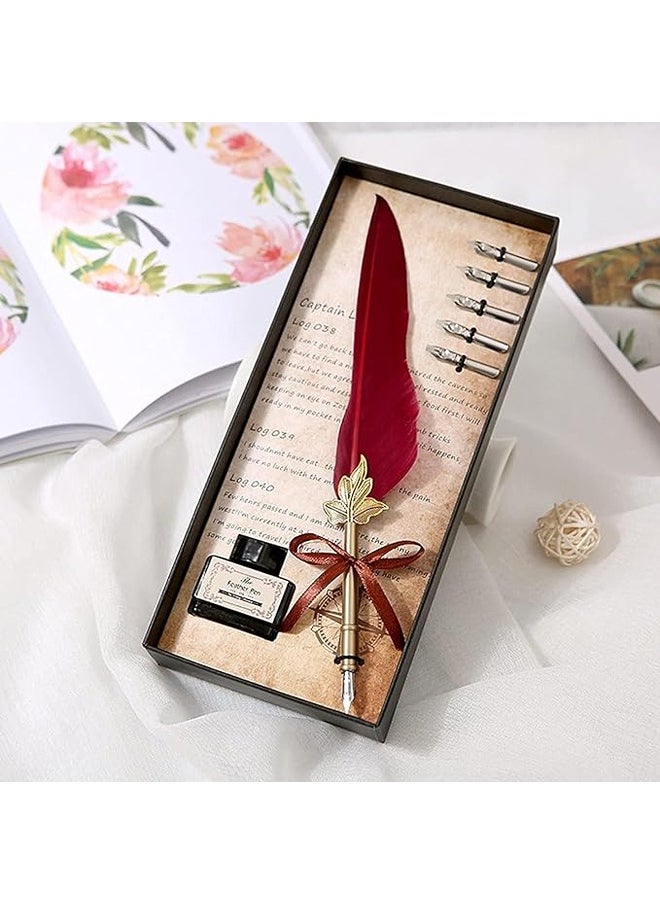 Generic - Quill Pen and Ink Set, Quill Fountain Pen with Replacement Nibs for Handwriting, Classic Signature Pen Luxury Birthday Gift - Image 1