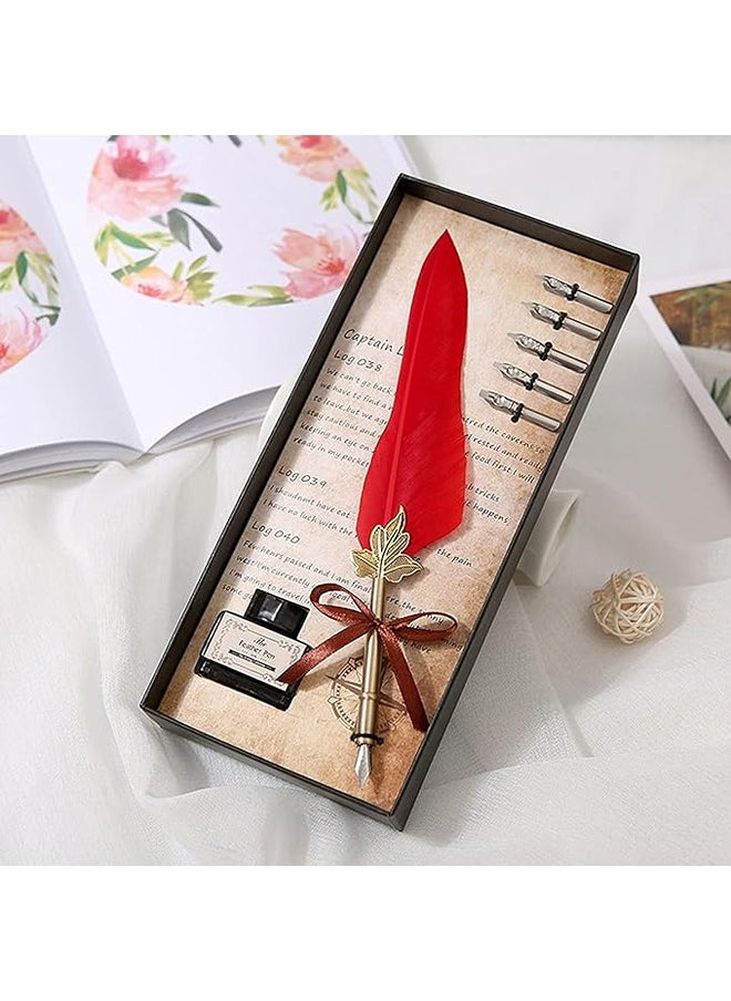 Generic - Quill Pen and Ink Set, Quill Fountain Pen with Replacement Nibs for Handwriting, Classic Signature Pen Luxury Birthday Gift - Image 1