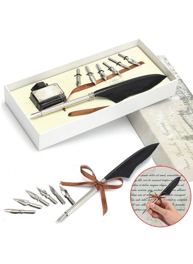 Quill Pen and Ink Set, Quill Fountain Pen with Replacement Nibs for Handwriting, Classic Signature Pen Luxury Birthday Gift - Image 1