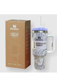 Stanley Quencher H2.0 FlowState 40oz Stainless Steel Tumbler with Straw – Rose Quartz Swirl, Vacuum Insulated Travel Mug, Keeps Drinks Hot for 7 Hours & Cold for 24 Hours, Leakproof, Durable & Stylish, Ideal for Water, Coffee, Smoothies, & On-the-Go Hydration  - Image 2