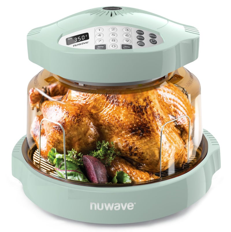 Nuwave فرن نوايف برو بلس 2 بالأشعة تحت الحمراء للطهي على السطح مع تقنية الحمل الحراري لطهي الطعام الطازج أو المجمد بدون إذابة أو تسخين مسبق طهي صحي مع حرارة محيطة 360 درجة درجات حرارة قابلة للتعديل 100 إعدادات مسبقة 50 ذاكرة قبة الطاقة القوية