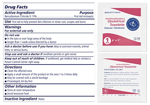 HAO Obstetrical Hand & Body Cleansing Individually Wrapped Towelettes (125 Count) 5 x 7 inch Wet Napkin Wipes Benzalkonium First-Aid Wound Care (HAO-OBTOWELS-125CT) - Image 4