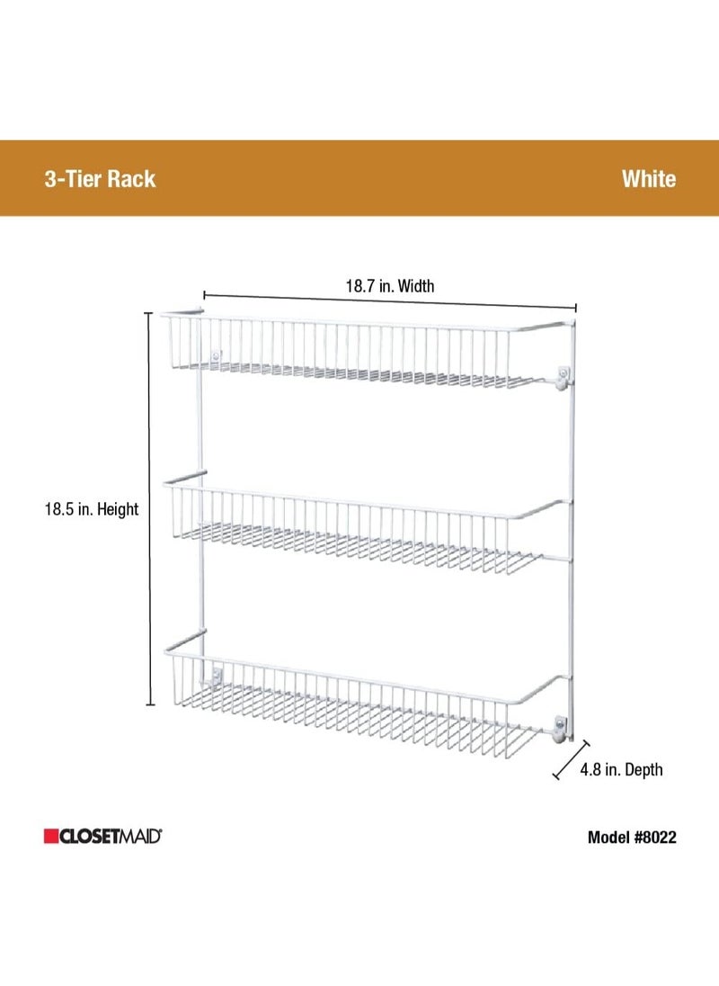 ClosetMaid ClosetMaid 3-Tier Hanging Wall Mounted Metal Rack for Spices, Shelf Storage, Pantry Organization, Laundry, Kitchen, Bathroom, White, 8022 , 18-Inch Wide  - Image 2