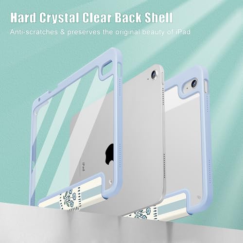 Mektron Case for 2025 iPad 11 inch (A16 Chip) 11th Gen Fit iPad 10th Gen10.9 inch 2022, Buit in Pencil Holder with Shockproof Cover Clear Shell + Trifold Stand, Patchwork Floral - Image 4