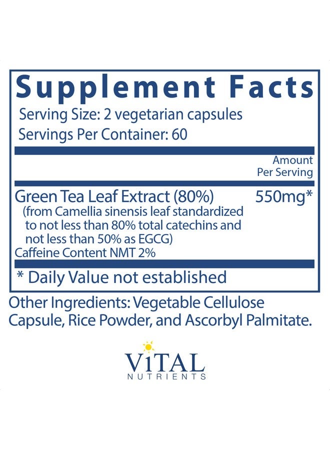 Vital Nutrients Green Tea Extract 550 Mg Potent Antioxidant And Immune Support 120 Vegetarian Capsules - Image 3