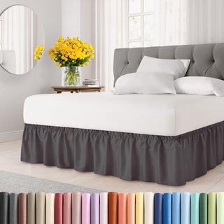 Wrap Around Dust Ruffle Bed Skirt - Dark Grey - Bed Skirt for Full Size Beds with 12 in. Drop - Easy Fit Elastic Strap - Pleated Bedskirt with Brushed Fabric - Wrinkle Free  Machine Wash - CGK Linens - pzsku/ZAA020AB50177BC08E68EZ/45/1749650537/53eda62a-debd-4043-abec-e32897f85e25