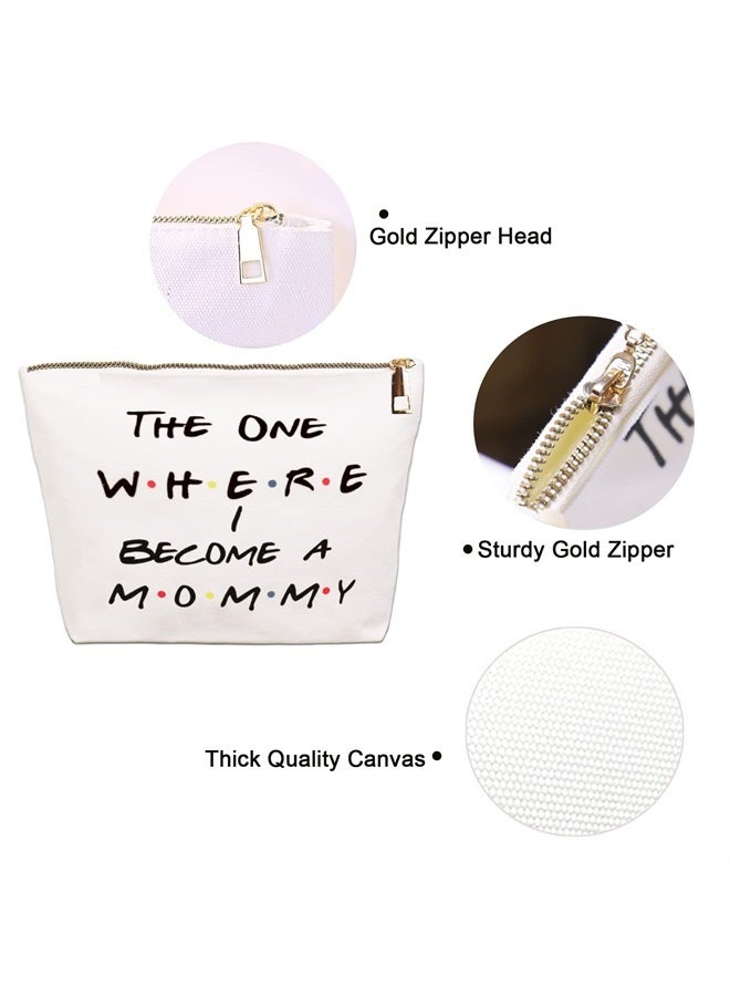 New Mommy Gift, Gold Zipper Pregnancy Gifts Bag, Congratulations Mom To Be Gifts First Time Mama Pouch, Announcement Mothers Day Makeup Bag Gift, The One Where I Become A Mommy