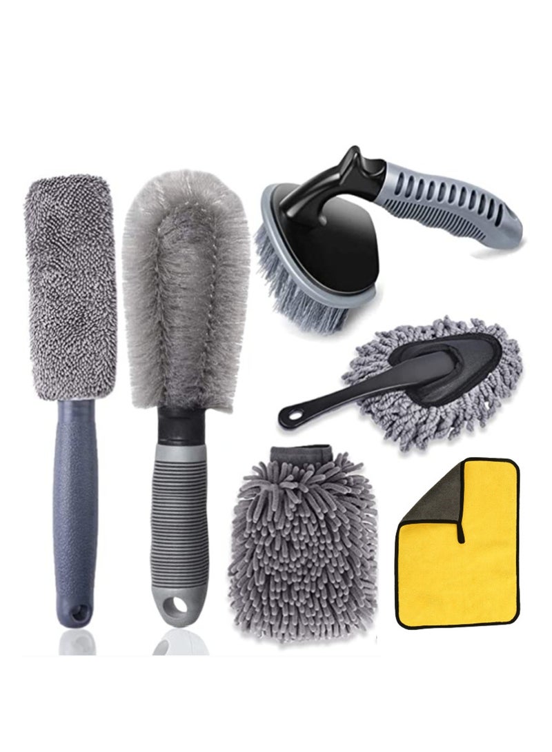 Car cleaning and car washing brush 6-piece set car tire brush wheel hub brush car washing and dust removal set - Image 1