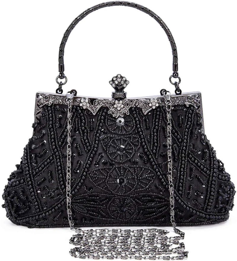 Selighting 1920s Vintage Beaded Clutch Evening Bags for Women Formal Bridal Wedding Clutch Purse Prom Cocktail Party Handbags | 1920s, Vintage, Beaded, Formal, Bridal, Wedding - Image 1