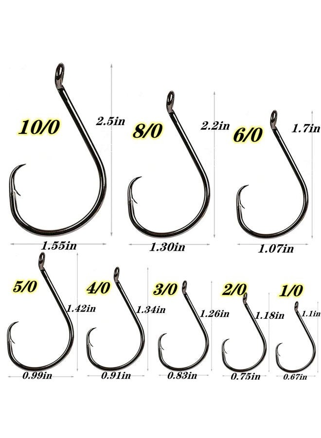 DAMIDEL 200Pcs/Box（Size:10/0... to...1/0 Strong Octopus Fishing Hooks, Forged Steel/Barded Design, Off-Set Point/Closed Eye, Strong/Sturdy, 10/0 8/0 6/0 5/0 4/0 3/0 2/0 1/0 Mixed Packaging - Image 5