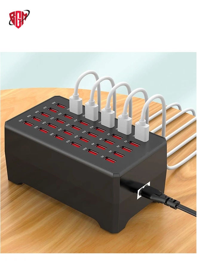 BGM 150W USB Charging Station Desktop USB Charger with 30 Ports for Tablets, Phones, and More Multiport Power Adapter for Fast Charging Ideal for Travel, Office, Home, and Multiple Devices Simultaneously Efficient and Reliable Charging Solution - Image 4