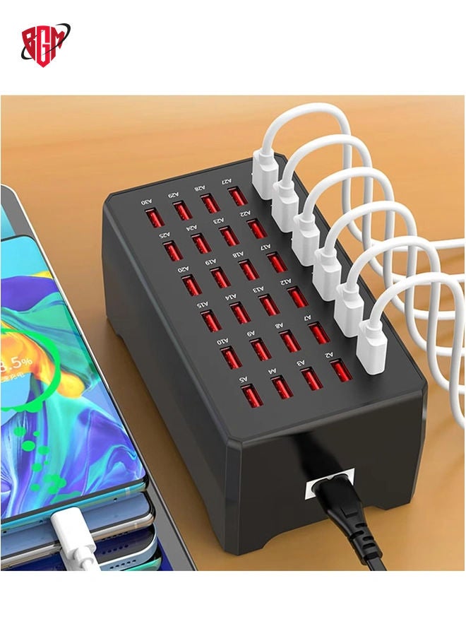BGM 150W USB Charging Station Desktop USB Charger with 30 Ports for Tablets, Phones, and More Multiport Power Adapter for Fast Charging Ideal for Travel, Office, Home, and Multiple Devices Simultaneously Efficient and Reliable Charging Solution - Image 2