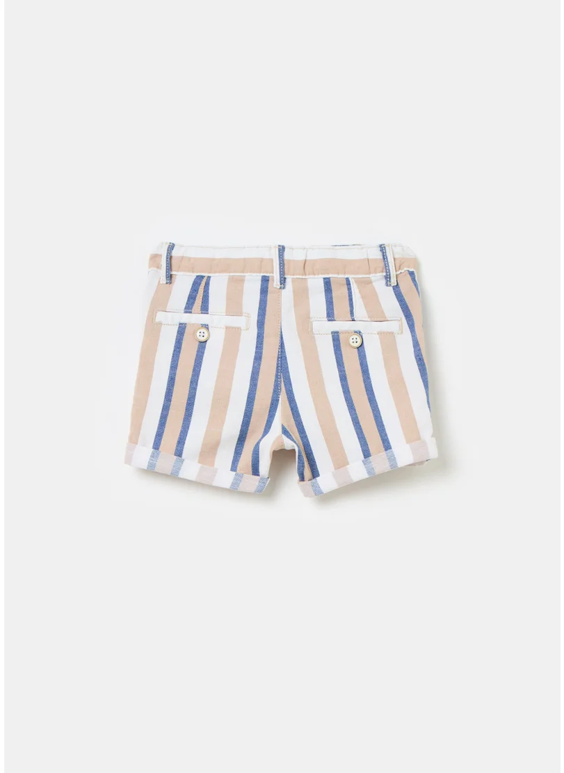 Ovs Striped Linen And Cotton Bermuda Shorts