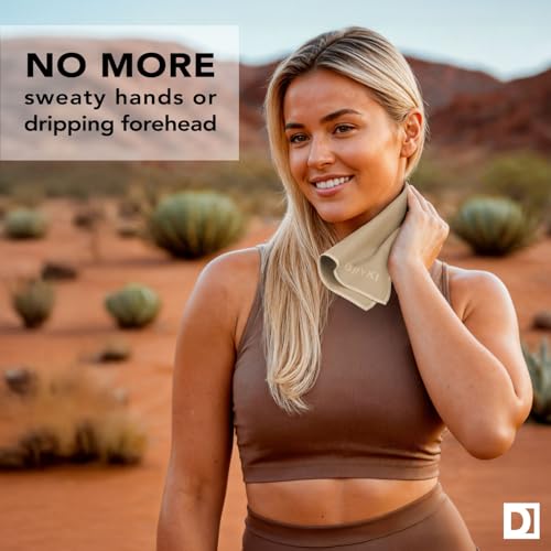 DRYKI Sweat Absorbing Handkerchiefs - The Original Pocket-Sized Sweat Towels - Quick-Dry Microfiber Sweat Rags for Face, Hands, & Body - Men & Women - Gym, Sports, and Work (Tan: 5 Pack) - Image 2