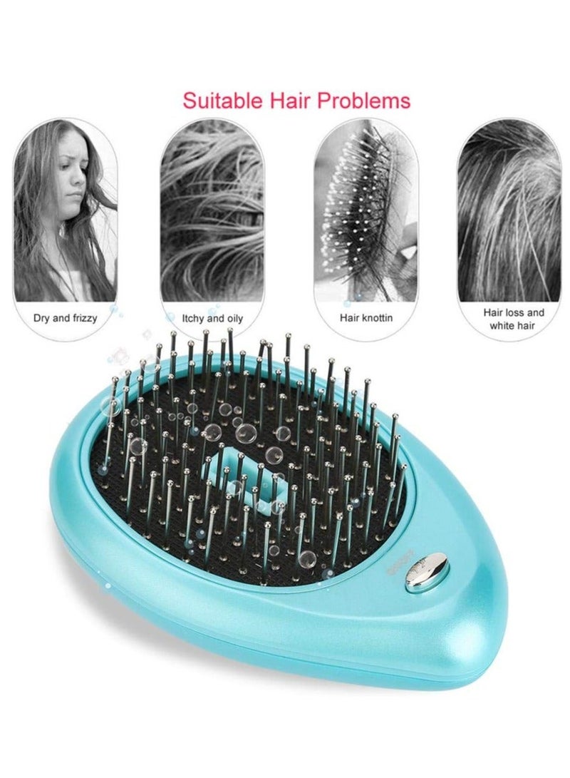 SYOSI Electric Ion Hair Brush, Mini Negative Comb for Combing and Head Massage, Portable Vibration Massage Comb, All Types (Mint) - Image 4